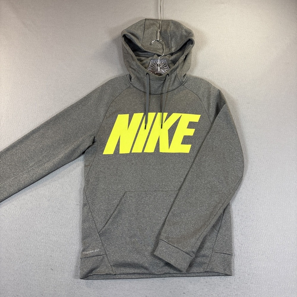 NIKE Therma-Fit Men's Hoodie Sweatshirt Cowl Neck Heathered Gray Size Small